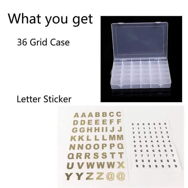 Alt view image 2 of 6 - 36 Grid Plastic Organizer Container Box with Adjustable dividers,Great for Your Letter Board with Stickers
