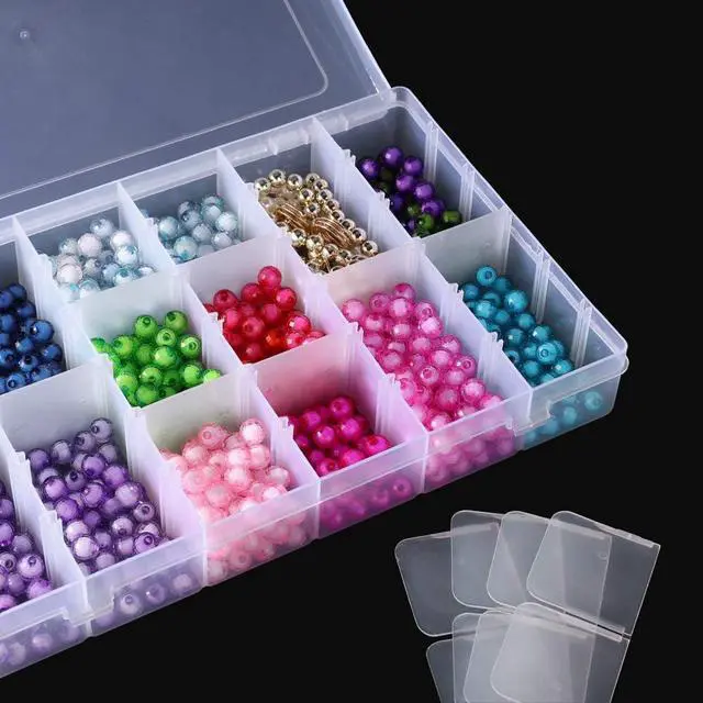 Alt view image 4 of 7 - 2 Pack 36 Grids Plastic Storage Box Clear Organizing Containers Craft Organizers and Storage with Adjustable Dividers for Washi Tapes Thread Craft Jewelry Fishing Tackles, Size 10.8×6.8×1.7in