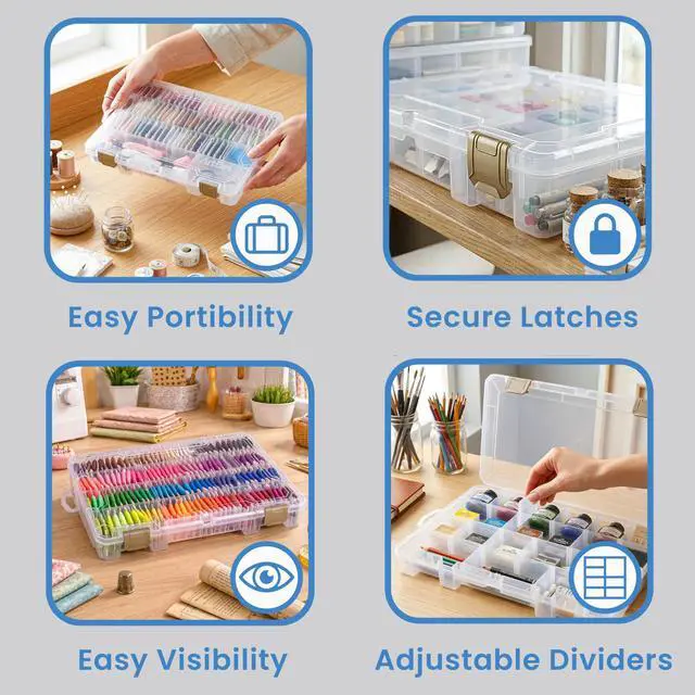 Alt view image 4 of 7 - Floss Finder Box: Clear Sewing Organizer with 6 Compartments, 12 Dividers, Durable - Perfect for Embroidery Floss and Small Sewing Supplies Storage