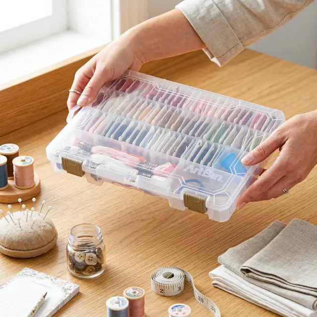 Alt view image 6 of 7 - Floss Finder Box: Clear Sewing Organizer with 6 Compartments, 12 Dividers, Durable - Perfect for Embroidery Floss and Small Sewing Supplies Storage