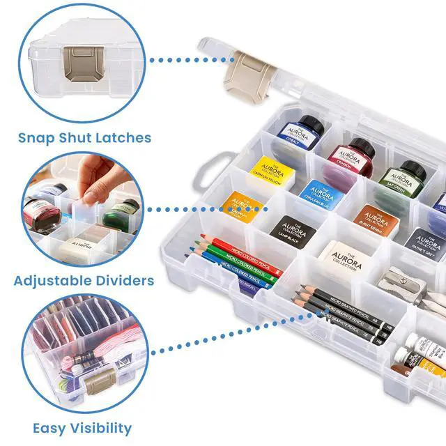 Alt view image 7 of 7 - Floss Finder Box: Clear Sewing Organizer with 6 Compartments, 12 Dividers, Durable - Perfect for Embroidery Floss and Small Sewing Supplies Storage