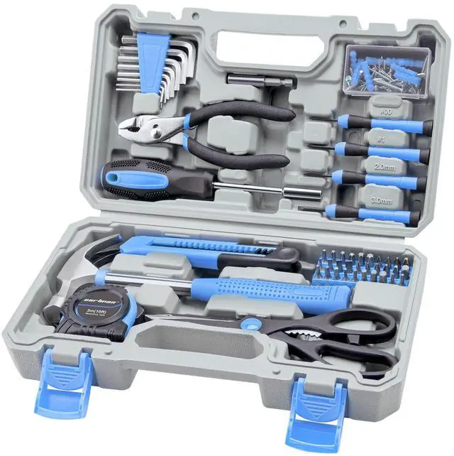 Main image of Complete Household Tool Set, Blue Hand Kit With Storage Case