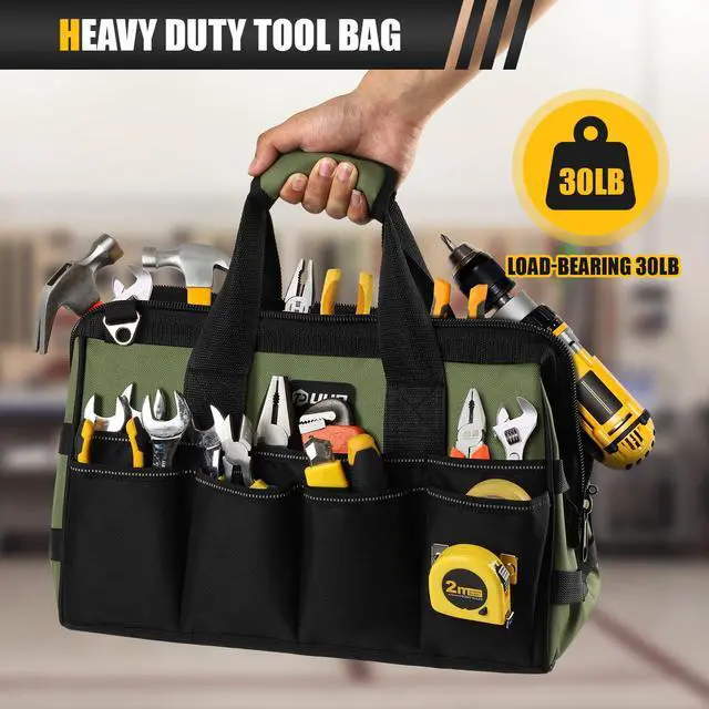 Alt view image 5 of 6 - Heavy Duty Tool Bag 15Inch, 16-Pocket Portable Empty Tool Box Organizer