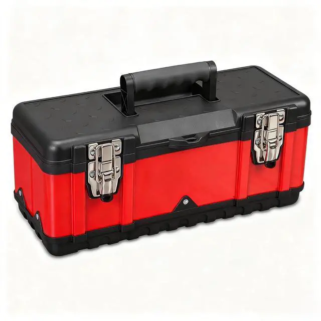 Main image of Tool Box 15.5 Inch Small Portable Tool Organizer Box with Built-in Short Non-slip Handle Car Box with Removable tray