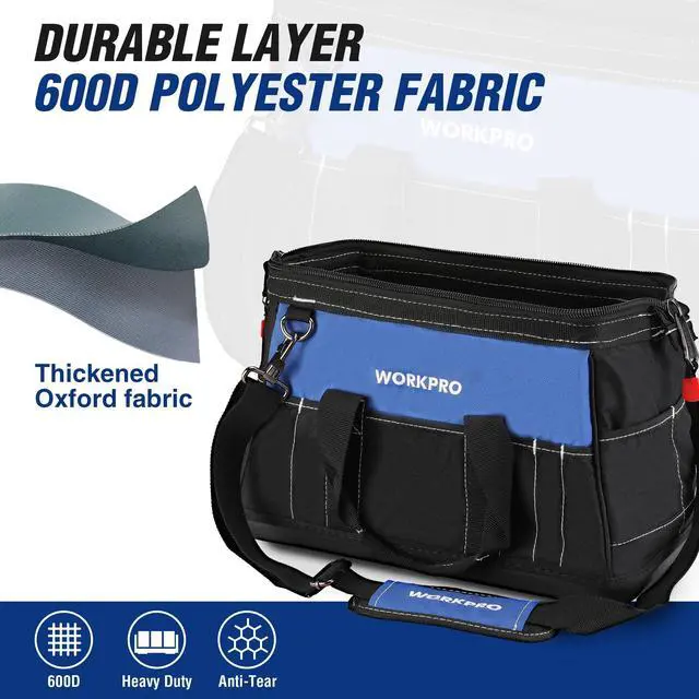 Alt view image 4 of 7 - 16-inch Wide Mouth Tool Bag with Water Proof Molded Base