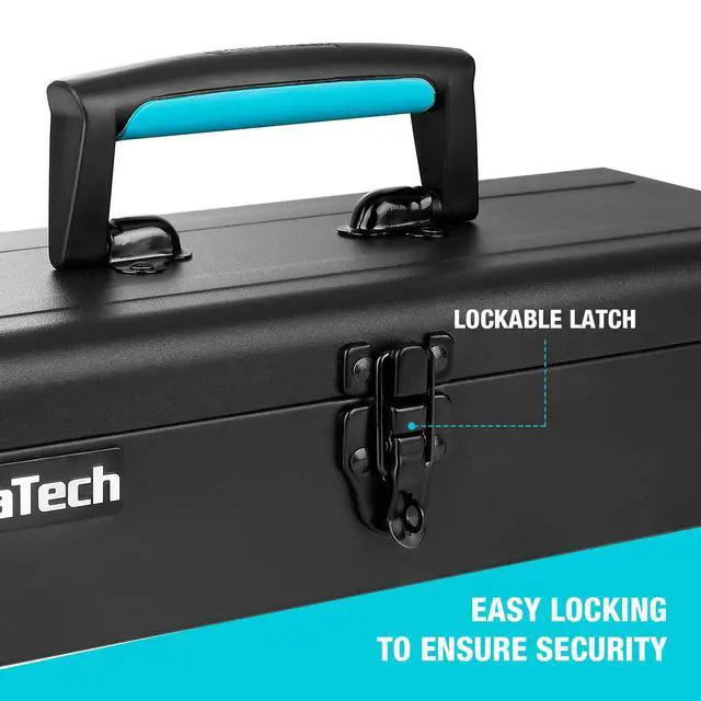 Alt view image 4 of 7 - 15" Metal Tool Box, Portable Steel Toolbox with Metal Latch