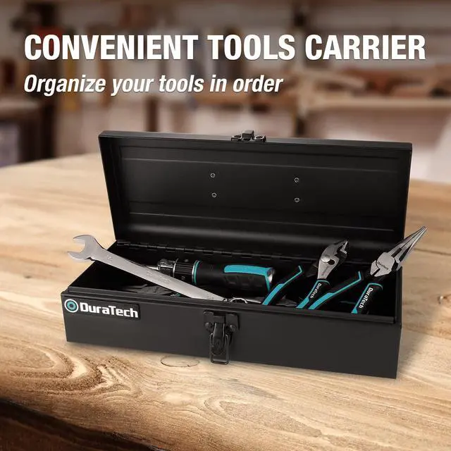 Alt view image 6 of 7 - 15" Metal Tool Box, Portable Steel Toolbox with Metal Latch
