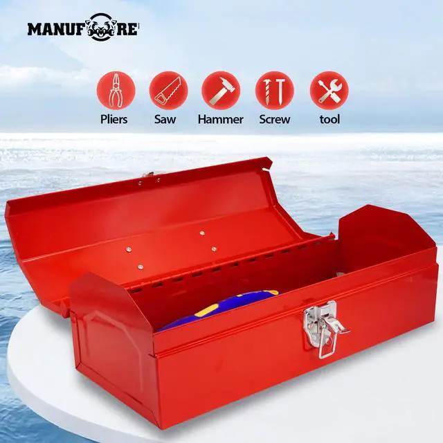 Alt view image 2 of 7 - 14" Metal Tool Box with Carry Handle for hold Common Tools
