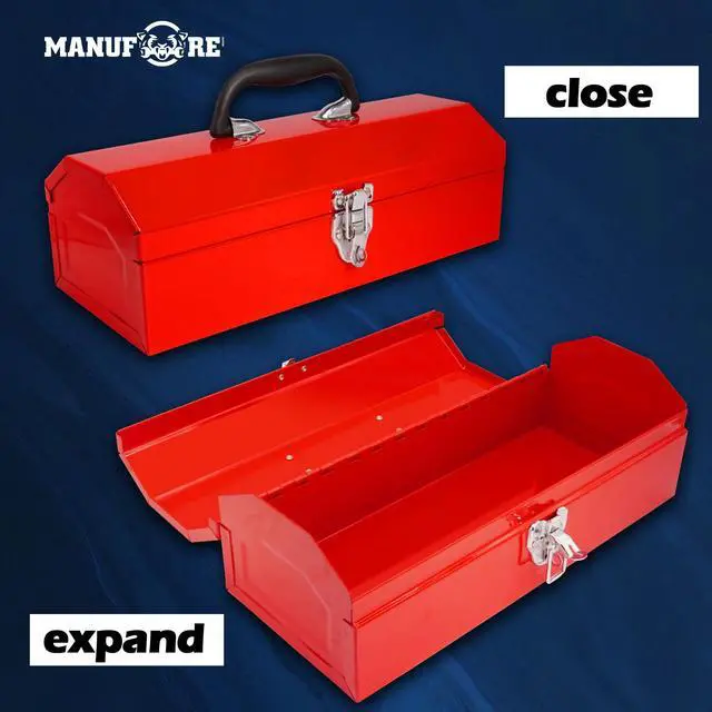 Alt view image 6 of 7 - 14" Metal Tool Box with Carry Handle for hold Common Tools