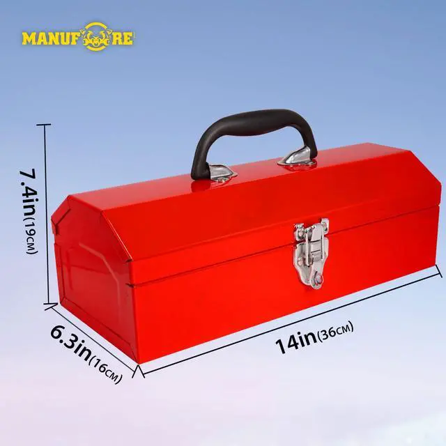 Alt view image 7 of 7 - 14" Metal Tool Box with Carry Handle for hold Common Tools