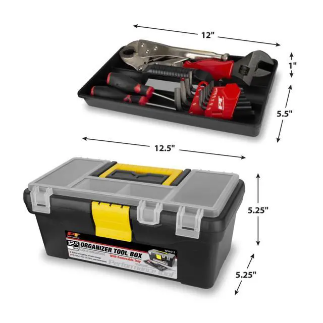 Alt view image 3 of 7 - W54012 Heavy Duty Plastic Organizer Tool Box for Workshops and Garages, Black, 12.5-Inch