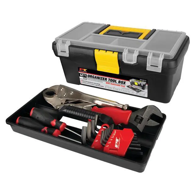 Alt view image 4 of 7 - W54012 Heavy Duty Plastic Organizer Tool Box for Workshops and Garages, Black, 12.5-Inch
