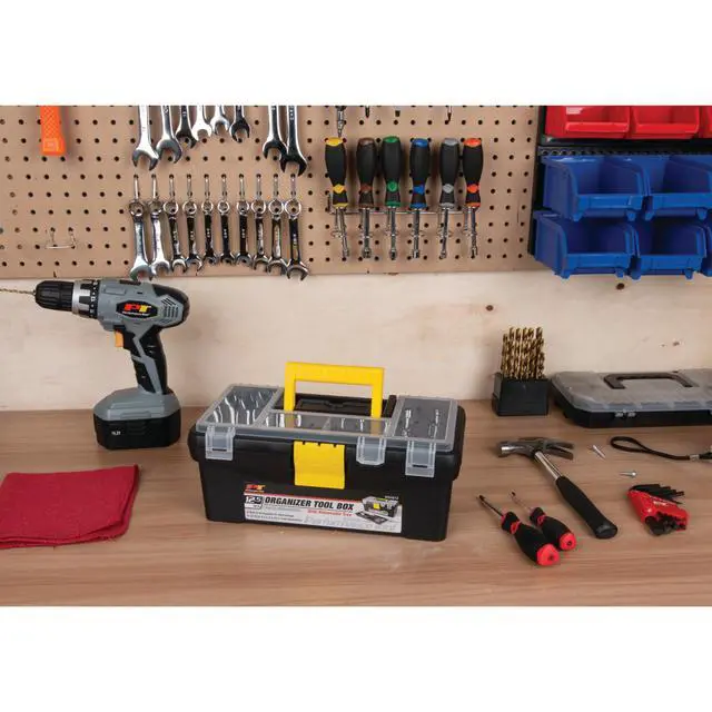 Alt view image 5 of 7 - W54012 Heavy Duty Plastic Organizer Tool Box for Workshops and Garages, Black, 12.5-Inch