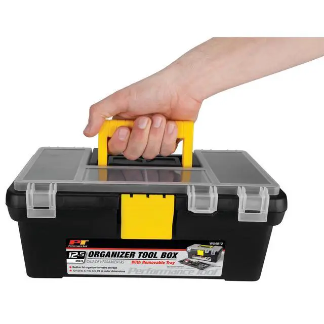 Alt view image 7 of 7 - W54012 Heavy Duty Plastic Organizer Tool Box for Workshops and Garages, Black, 12.5-Inch