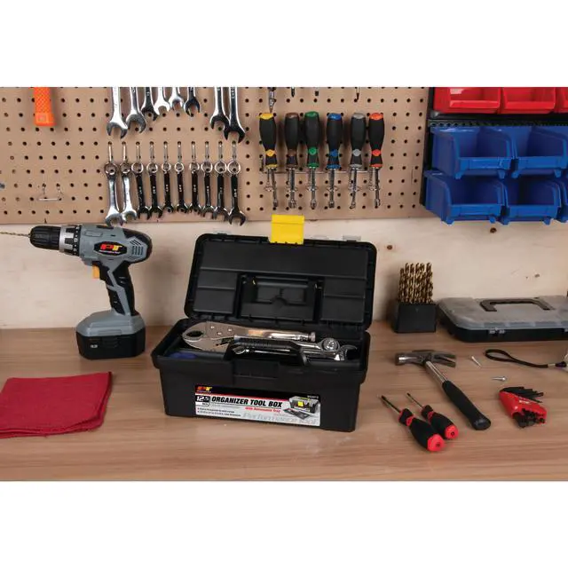 Alt view image 6 of 7 - W54012 Heavy Duty Plastic Organizer Tool Box for Workshops and Garages, Black, 12.5-Inch