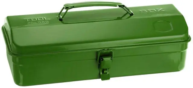 Main image of Tool Box 14.2" Portable Steel Tool Box Hip Roof Style with Metal Latch Closure Tool Chest for Household Workshop Car, Green