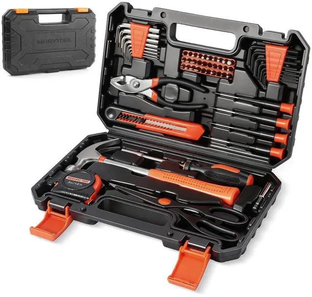 Main image of 57 Piece Basic Tool Set, Home Repair Hand Tool Kit, General Household Tool Box, Portable Toolbox with Storage Case for Homeowner, DIY, Handyman, Women, Men