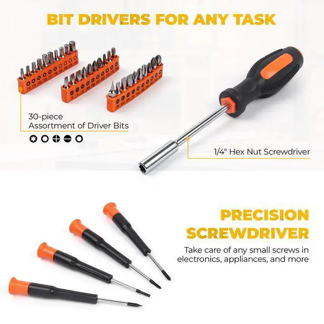 Alt view image 3 of 7 - 57 Piece Basic Tool Set, Home Repair Hand Tool Kit, General Household Tool Box, Portable Toolbox with Storage Case for Homeowner, DIY, Handyman, Women, Men
