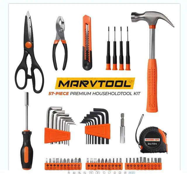 Alt view image 7 of 7 - 57 Piece Basic Tool Set, Home Repair Hand Tool Kit, General Household Tool Box, Portable Toolbox with Storage Case for Homeowner, DIY, Handyman, Women, Men