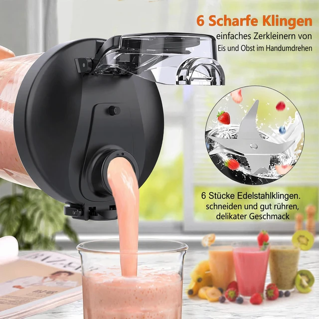 Alt view image 3 of 6 - 20oz Portable Blender, 240W USB Rechargeable Smoothie Blender with LED Display, Pulse & Blend Modes, IPX7 Waterproof, BPA-Free,Travel Juicer for Shakes, Ice Crushing, Sports & Outdoor Black