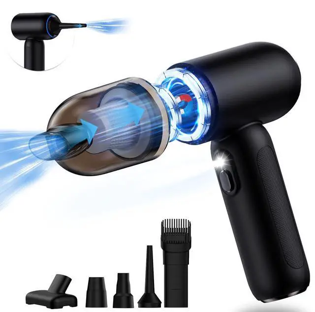 Main image of Handheld Car Vacuum Cleaner Cordless, 21000PA High Power Car Vacuum Cleaner & Air Duster/Blower, Portable Vacuum with Magnetic Dust Collection Bin, LED Light, 2 Gear Hand Held Vacuum for PC(Black)