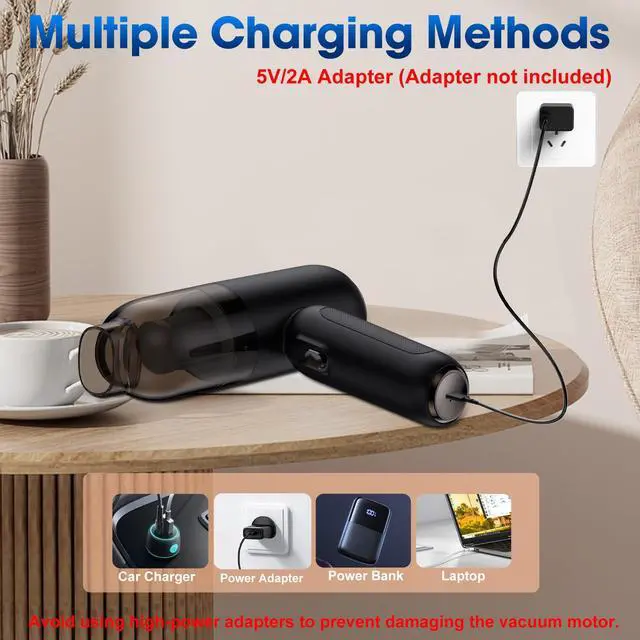 Alt view image 7 of 7 - Handheld Car Vacuum Cleaner Cordless, 21000PA High Power Car Vacuum Cleaner & Air Duster/Blower, Portable Vacuum with Magnetic Dust Collection Bin, LED Light, 2 Gear Hand Held Vacuum for PC(Black)