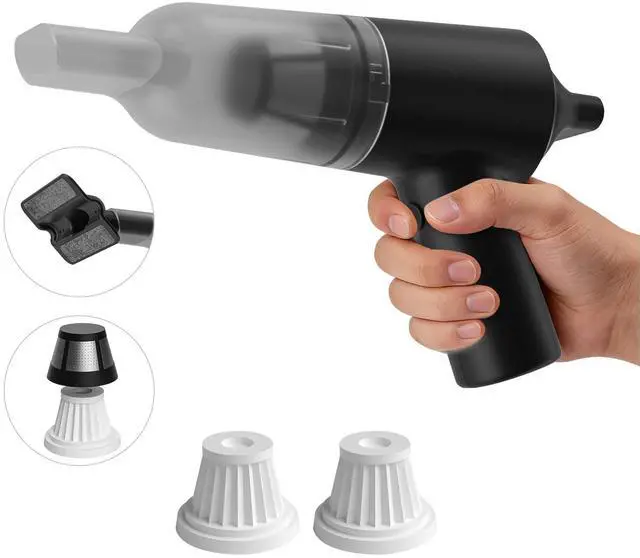 Main image of Handheld Vacuum Cordless for Pet Hair, Portable Mini Vacuum with Static Hair Collector for Home, Dual-Layer Stainless Steel Filter, Dual Filte, USB-C Rechargeable Lightweight Vacuum (Black)