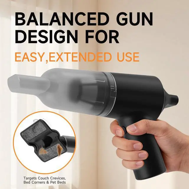 Alt view image 6 of 7 - Handheld Vacuum Cordless for Pet Hair, Portable Mini Vacuum with Static Hair Collector for Home, Dual-Layer Stainless Steel Filter, Dual Filte, USB-C Rechargeable Lightweight Vacuum (Black)