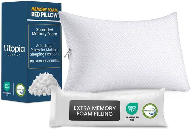 Main image of Shredded Memory Foam Pillows, Cooling Pillow, Queen, 1 Pack