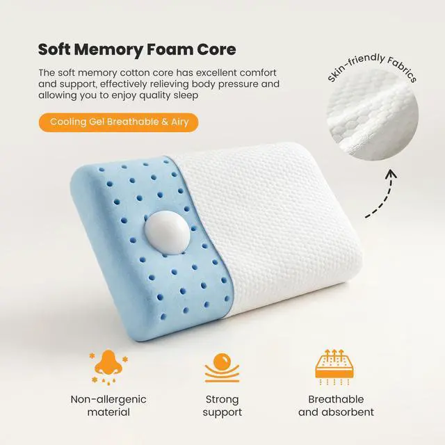 Alt view image 5 of 7 - Memory Foam Pillow, Bed Pillows for Sleeping, Standard Size, 2 PCS
