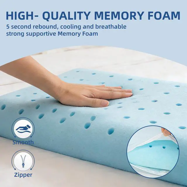 Alt view image 3 of 7 - HIMOON Cooling Memory Foam Pillow, Bed Pillow for Sleeping, Standard Size, Breathable Memory Foam, Premium Support with Washable Cover for Back, Side and Stomach Sleepers (1 Pack)