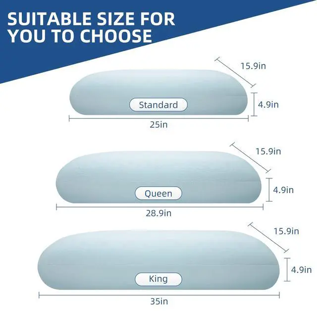 Alt view image 7 of 7 - HIMOON Cooling Memory Foam Pillow, Bed Pillow for Sleeping, Standard Size, Breathable Memory Foam, Premium Support with Washable Cover for Back, Side and Stomach Sleepers (1 Pack)
