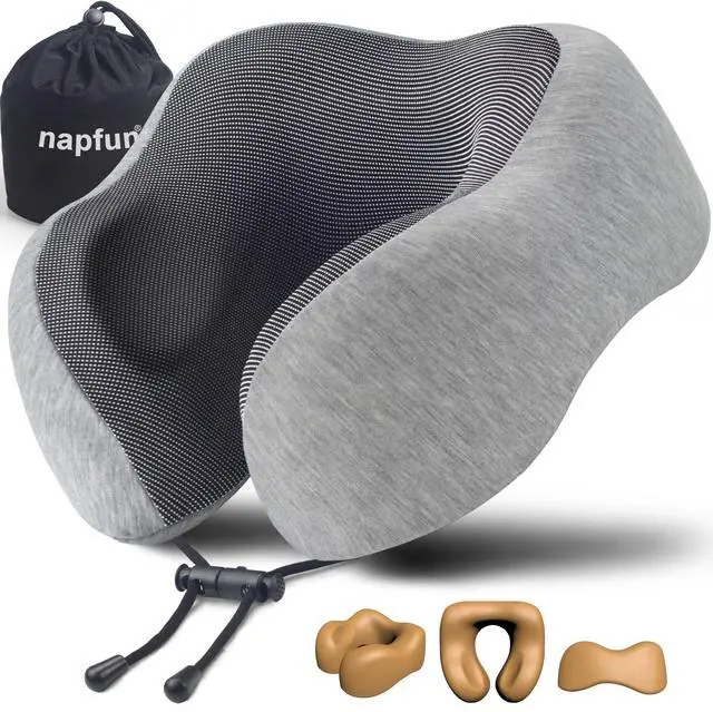 Main image of Neck Pillow for Traveling, Upgraded Travel Neck Pillow for Airplane 100% Pure Memory Foam Travel Pillow for Flight Headrest Sleep, Portable Plane Accessories, Light Grey