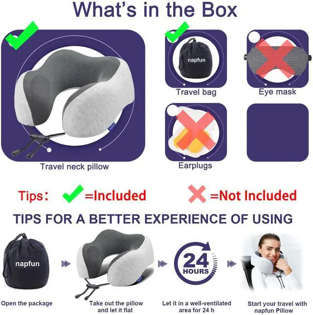 Alt view image 6 of 6 - Neck Pillow for Traveling, Upgraded Travel Neck Pillow for Airplane 100% Pure Memory Foam Travel Pillow for Flight Headrest Sleep, Portable Plane Accessories, Light Grey