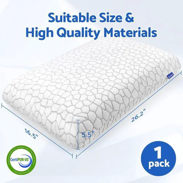 Alt view image 2 of 7 - Memory Foam Pillow, Bed Pillow Neck Pillow for Sleeping