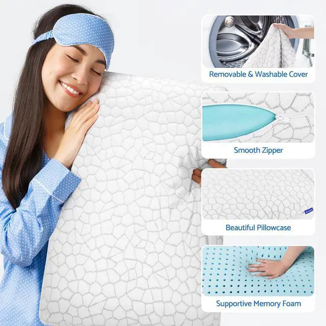 Alt view image 3 of 7 - Memory Foam Pillow, Bed Pillow Neck Pillow for Sleeping