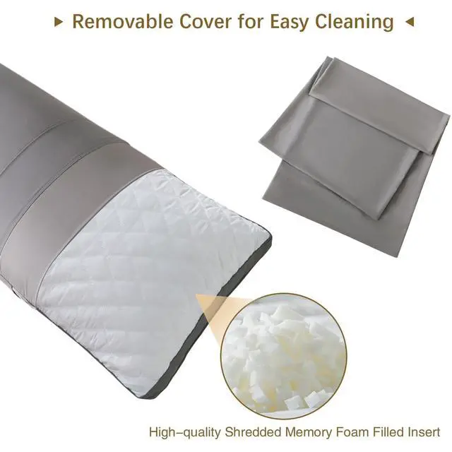 Alt view image 3 of 7 - Memory Foam Body Pillow with Cover, Long Bed Pillow for Adults