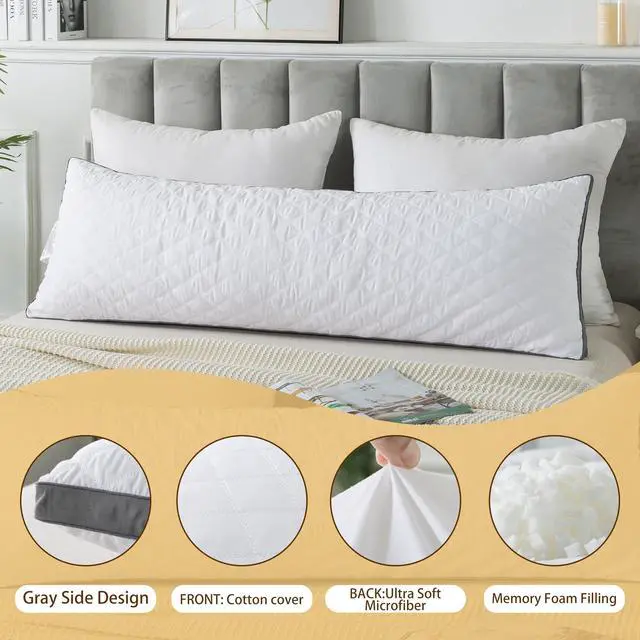 Alt view image 7 of 7 - Memory Foam Body Pillow with Cover, Long Bed Pillow for Adults