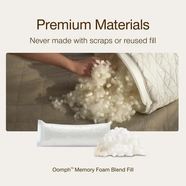 Alt view image 3 of 7 - Extra Oomph Fill, Cross-Cut Memory Foam, Medium Density Pillow Fill, Extra Fill Bag, Refill to Customize Your Premium Adjustable Pillow, GREENGUARD Gold and CertiPUR-US Certified