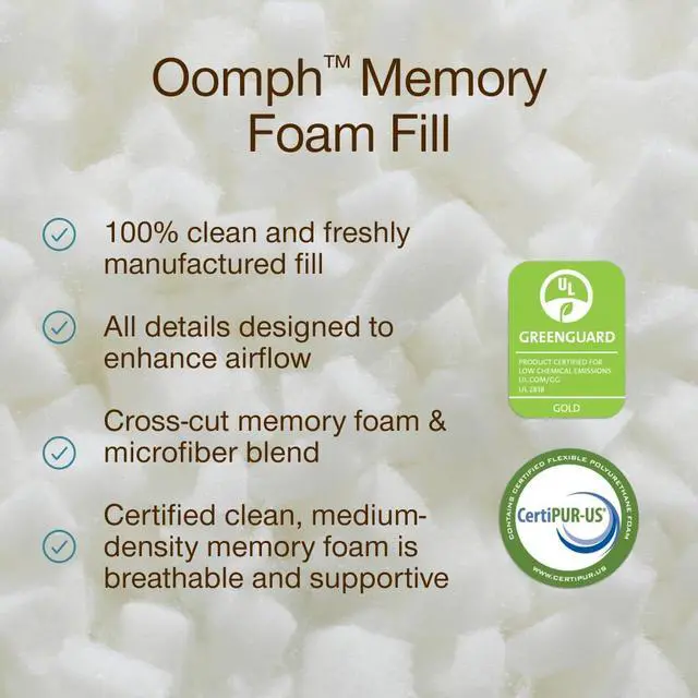 Alt view image 2 of 7 - Extra Oomph Fill, Cross-Cut Memory Foam, Medium Density Pillow Fill, Extra Fill Bag, Refill to Customize Your Premium Adjustable Pillow, GREENGUARD Gold and CertiPUR-US Certified