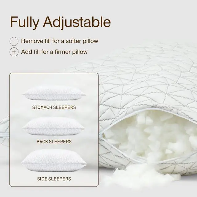 Alt view image 6 of 7 - Extra Oomph Fill, Cross-Cut Memory Foam, Medium Density Pillow Fill, Extra Fill Bag, Refill to Customize Your Premium Adjustable Pillow, GREENGUARD Gold and CertiPUR-US Certified