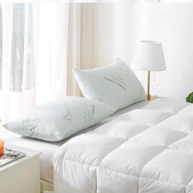 Alt view image 7 of 7 - Shredded Memory Foam Pillows Set of 1, Cooling Zippered Breathable Memory Foam Bed Pillow for Sleeping 1 Pack, Queen Size Firm Pillow Gel for Neck Support, Hotel Quality Rest Pillow 20" x 30" Queen