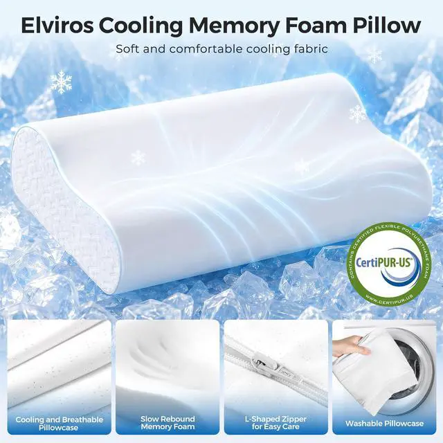 Alt view image 2 of 7 - Cooling Memory Foam Neck Pillow Cervical Bed Pillow