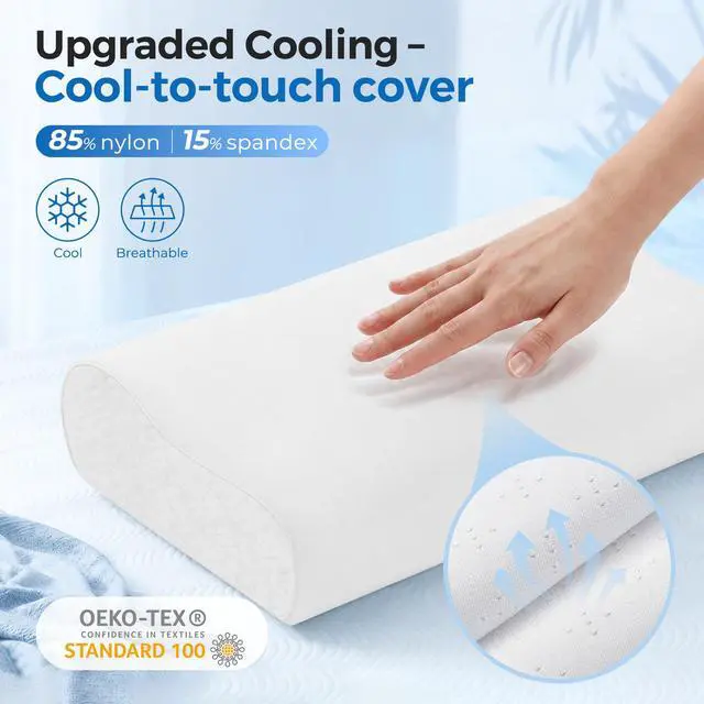 Alt view image 3 of 7 - Cooling Memory Foam Neck Pillow Cervical Bed Pillow