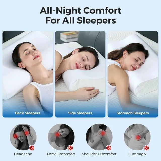 Alt view image 5 of 7 - Cooling Memory Foam Neck Pillow Cervical Bed Pillow