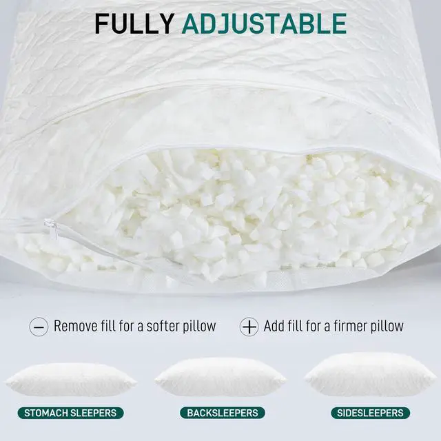 Alt view image 5 of 7 - Adjustable Shredded Cross Cut Memory Foam Queen Pillow