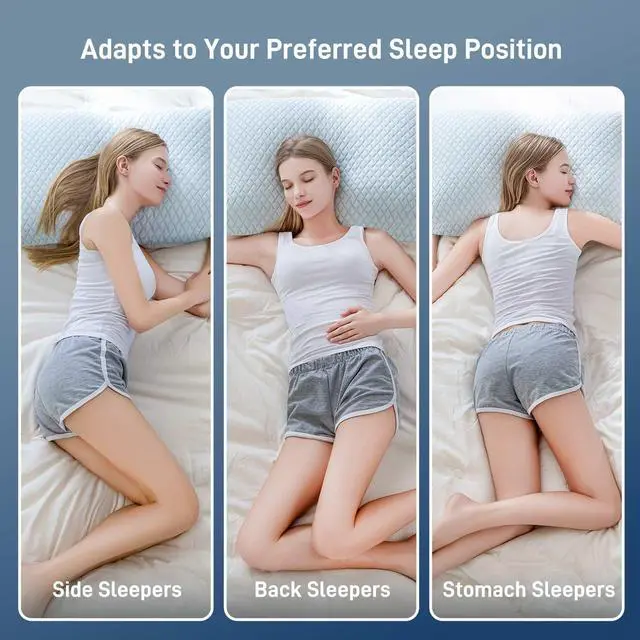 Alt view image 5 of 7 - Shredded Memory Foam Cooling Medium Soft Viscose Derived from Bamboo Pillow Queen Size, Adjustable Hypoallergenic Hotel Quality Pillow for Back, Stomach and Side Sleeper, Oeko-TEX Certified