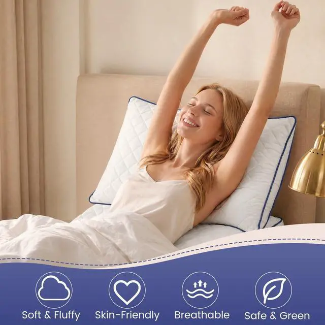 Alt view image 6 of 7 - Shredded Memory Foam Pillows Queen Size Set of 2, Medium Firm Bed Pillow for Sleeping, Soft Memory Foam Queen Pillows 2 Pack for Side and Back Sleepers with Gusset(20"x30")