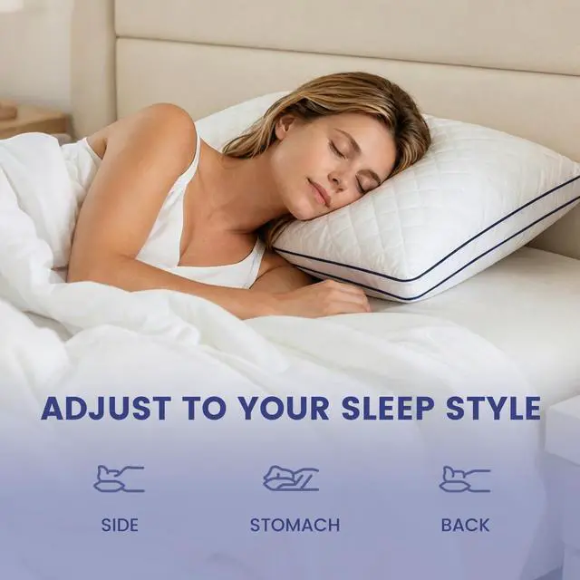 Alt view image 5 of 7 - Shredded Memory Foam Pillows Queen Size Set of 2, Medium Firm Bed Pillow for Sleeping, Soft Memory Foam Queen Pillows 2 Pack for Side and Back Sleepers with Gusset(20"x30")