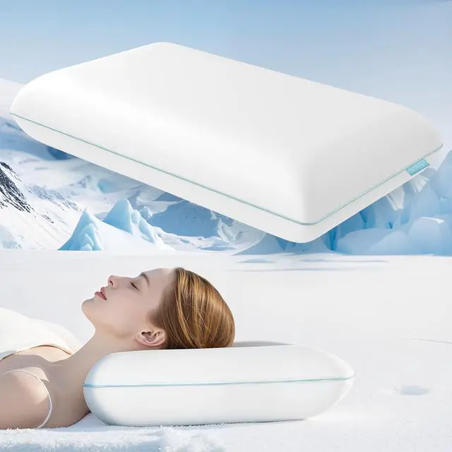 Main image of Cooling Soft Memory Foam Pillow, Cervical Neck Pillow for Side Sleepers, Back & Stomach Sleepers, Ergonomic Orthopedic Design for Neck Pain Relief and Deep Sleep, CertiPUR-US, White